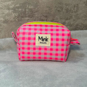 Estuche Compacto a Cuadros Rosa