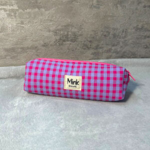 Estuche Alargado a Cuadros Violeta/Rosa