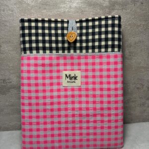 Funda libro vichy Rosa/Negro con bolsillo