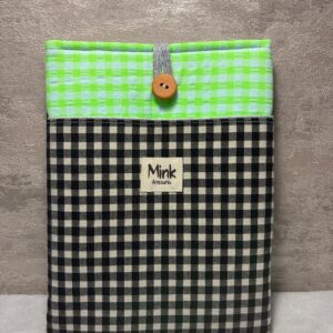 Funda libro Cuadros vichy Negro/Verde  con bolsillo