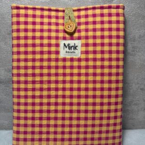 Funda libro/tablet vichy morado/mostaza